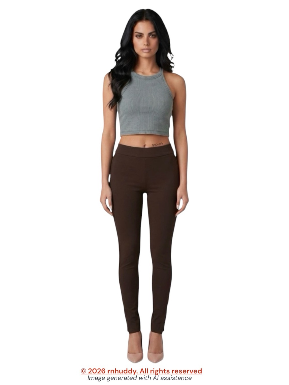 Cabi XL brown pull on ankle zipper legging pants